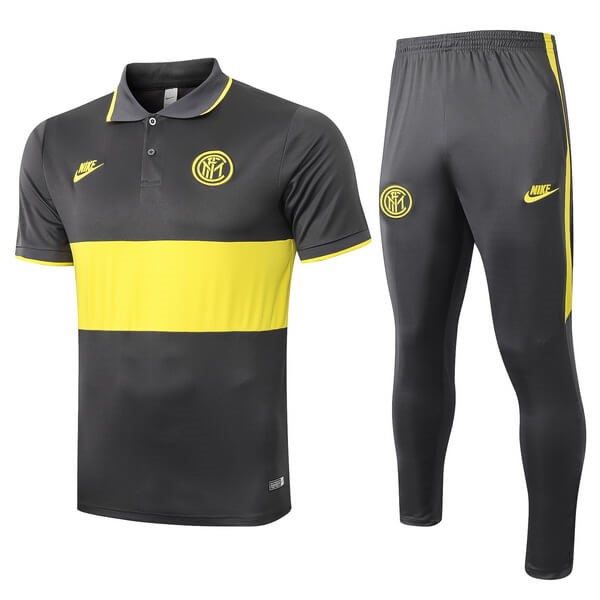 Polo Inter Milan Conjunto Completo 2019 2020 Gris Amarillo